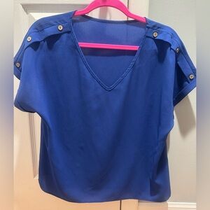Women's Blue V-Neck Top
